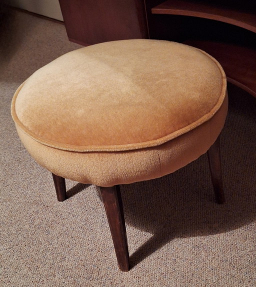 Pouf Retro Vintage 1960 Ochre Yellow Mohaire Velours D'Utrecht Ultee Meubelfabriek Waddinxveen Nl