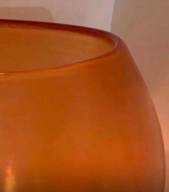 Paolo Venini Murano Incisi Vase Signed Acid Etched Amber Satin Glass 1950s Italy – Murano Glass (photo 5 of 9)