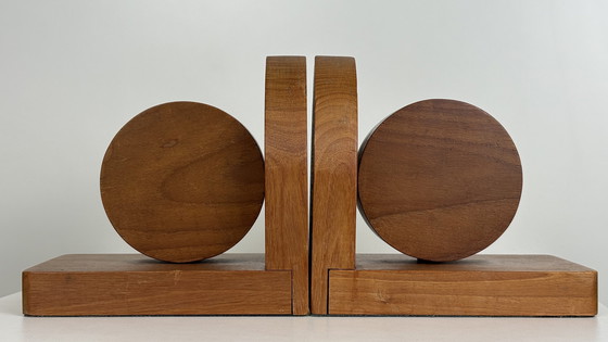 Image 1 of Vintage wooden bookends in the style of the Amsterdam School / Art Deco