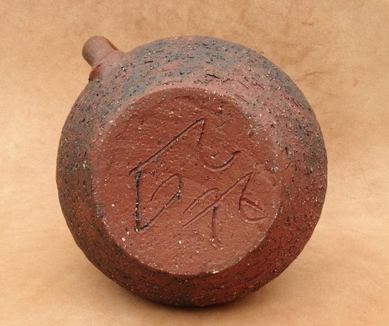 Image 1 of Gerhard Liebenthron, roodbruine, ruwe patroon, Studio Keramik, jug, vase, 1976