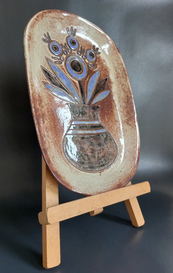 Image 1 of Marie-Henriette Bataille para Atelier Dour - Placa de pared de cerámica de mediados de siglo (Bélgica, década de 1960)