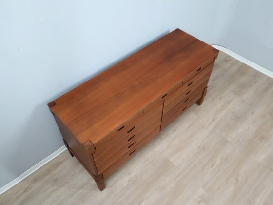 Image 1 of Italian Mid-Century Rationalist Walnut Multi-Drawer Sideboard 1970s