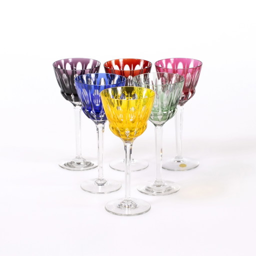 6 copas de cristal vintage en varios colores de Alemania