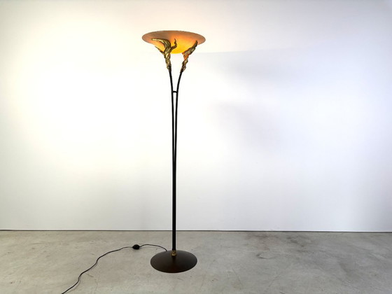 Lampada da terra stile Art Déco di Ligne D, anni '80 – Lampade da terra, Vetro, Metallo (photo 10 of 15)