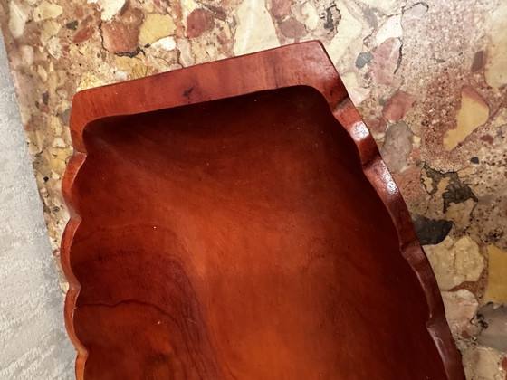 Image 1 of Vintage Reddish Carved Wooden Bowl/Empty Tray - 41/25/H 8 Cm