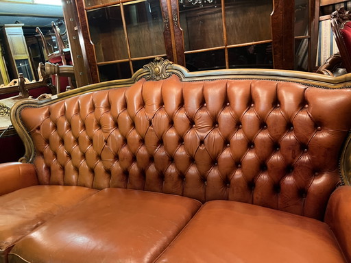 Chesterfield barok leder cognac 