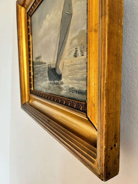 Vintage Signed Sailing Ship Seascape Oil Painting – Paintings & Drawings, Canvas (photo 3 of 13)
