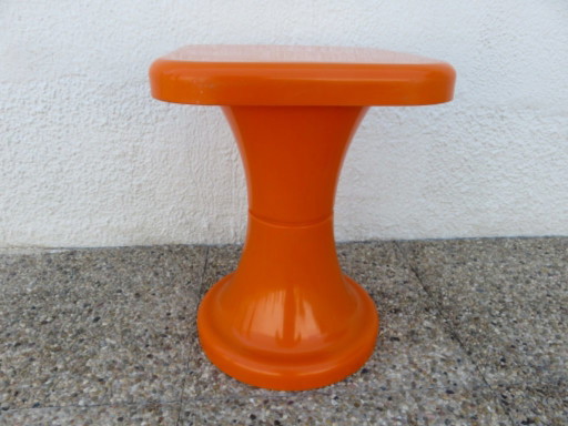 Tabouret plastique orange, SELUP, France, 1970 – krukjes, Plastic