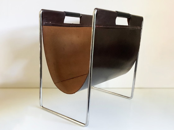 Image 1 of Brabantia Leather Chrome Reading Rack 1960s/70s