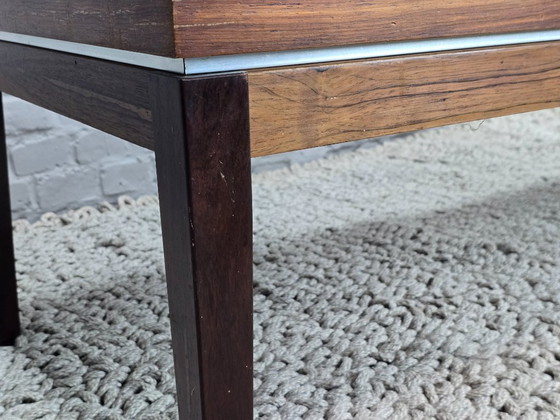 Image 1 of Large Mid-Century Design Rosewood Veneer Rectangle Coffee Table with Aluminium Trim, 1960s. 