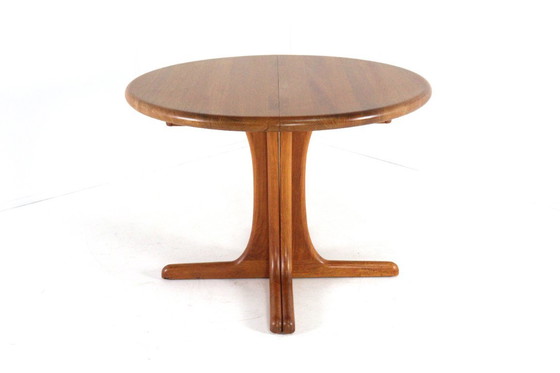 Image 1 of Danish round 1x extendable dining table teak solid