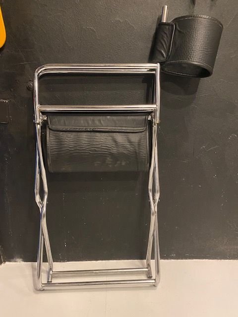 Poltrona Sedia Sgabello a Forbice Postmoderno Figaro di Ikea anni '80 – Sedie pieghevoli, Pelle, Metallo (photo 2 of 9)