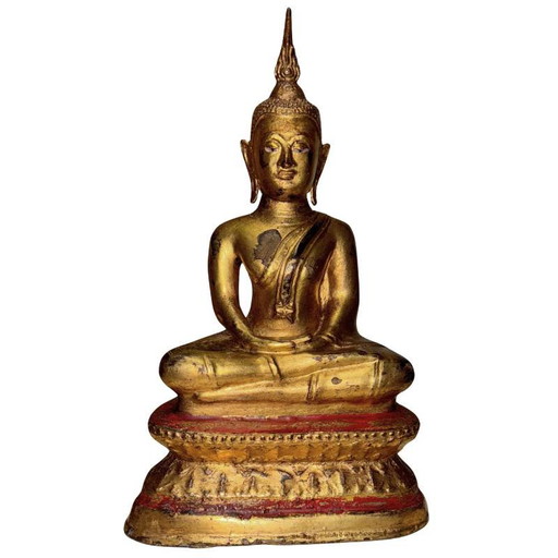 Buda Lanna Antiguo – Siglos XVIII/XIX – Bronce dorado al fuego – 26 cm / 2 kg – Calidad de museo