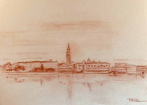 Image 1 of Signed Sanguine Landscape View of Venice Saint Mark's Square Venice