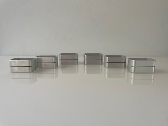 Image 1 of Set of 6 minimalist napkin rings / name card holders – aluminium design