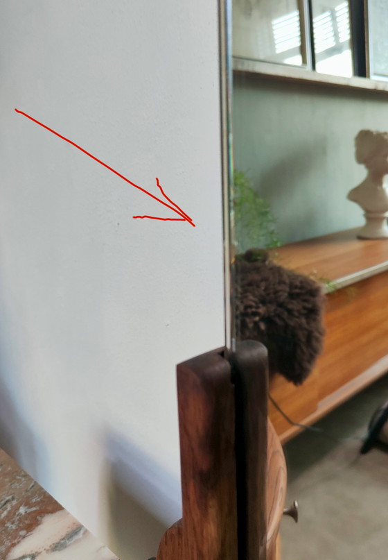 Image 1 of Vintage Art Deco kaptafel / spiegelmeubel met marmer – asymmetrisch design