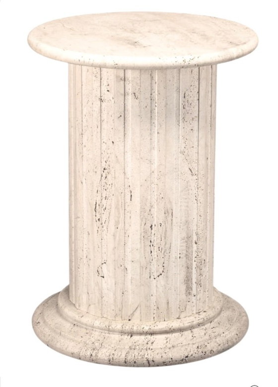 Image 1 of Solid Travertine Column Pedestal in Neoclassical style 29 inches