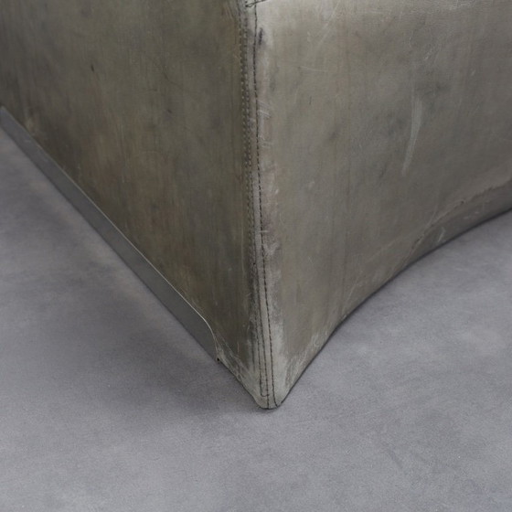 Image 1 of Vela Alta lederen loungestoel en poef van Giovanni Offredi voor Saporiti, Italië, jaren 70