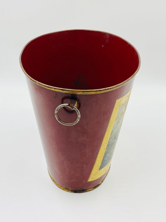 Cestino per la carta straccia vintage in latta con una scena di caccia di Bury Hunt. – Oggetti decorativi (photo 9 of 14)