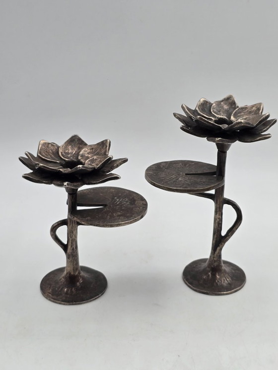 Image 1 of Brutalist bronze candlesticks