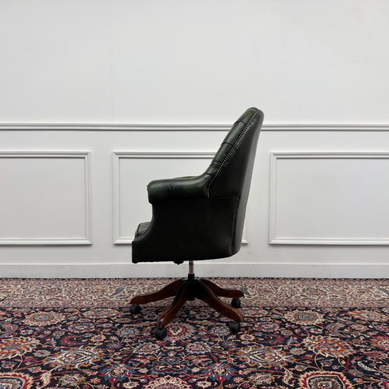 Sedia da Direttore Chesterfield Classica Inglese Verde – Sedie da ufficio, Leather, Metal (photo 3 of 7)