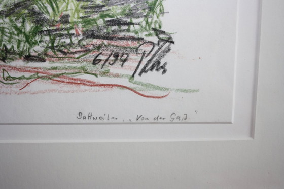 Image 1 of Pastel painting with house motif