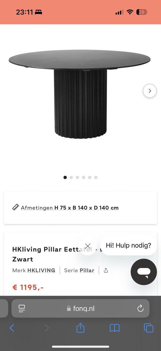 Image 1 of HKliving Pillar Round Dining Table - 140 cm Diameter - Black - Wood