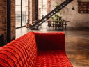 Inga Sempe - Ligne Roset Ruché Armchair and Chaise Longue Red velvet upholstery and gray wooden legs 2025