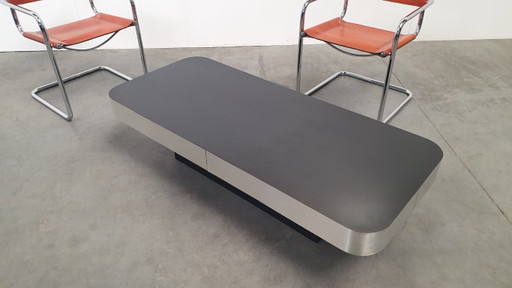Tavolino vintage Roche Bobois Attr Willy Rizzo anni '70 Italia – salontafels, lamine (photo 2 of 9)
