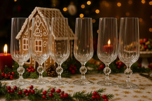 Calici da champagne Claudia Fine in cristallo di Bohemia d'epoca