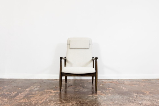 Image 1 of Mid Century Modern High Back Armchair By Edmund Homa In Kvadrat Fabric, Gfm, Poland, 1960s