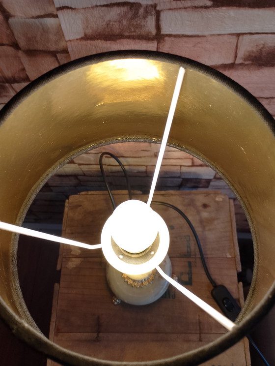 Image 1 of Prestigieuze vintage bronzen onyxlamp, volledig gerestaureerd.