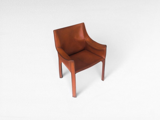 Image 1 of Stuhl CAB 413 in cognacfarbenem Leder von Mario Bellini für Cassina, Italien, 1970er Jahre
