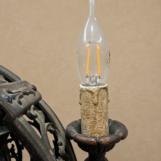 Image 1 of Lampada da terra antica americana in stile Art Nouveau con ventilatore "Luminaire" Cincinnati Victor Co