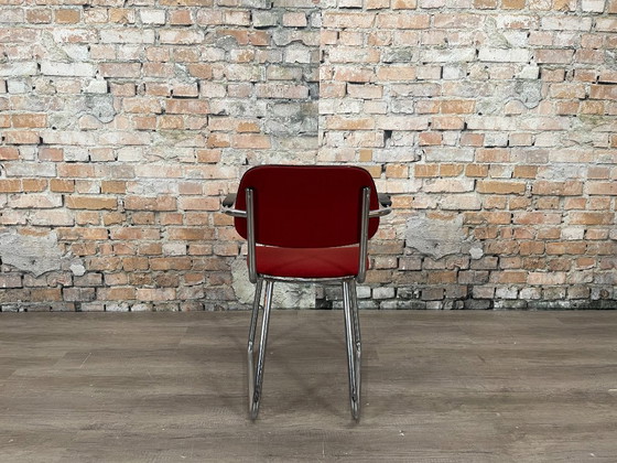 Image 1 of 4x Ahrend Schlittenstuhl mit Rohrrahmen, rot