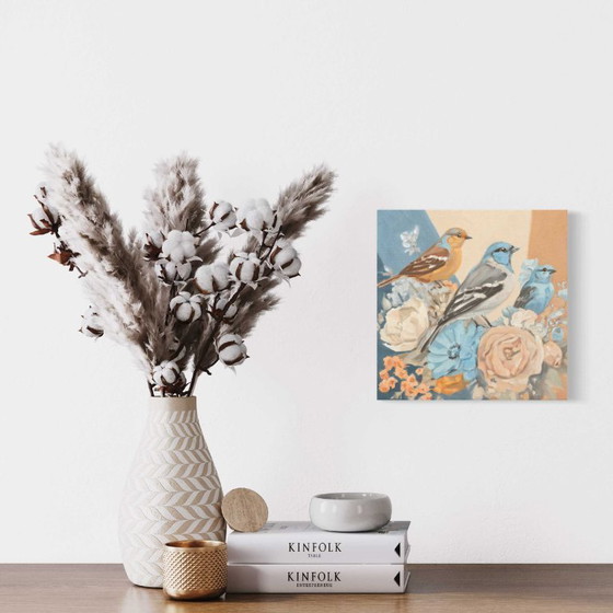 Image 1 of Birds and Flowers, oil on canvas, 30x30 cm, Sandra Kolondam