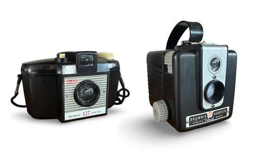 Two original Kodak Brownies – authentic 50s design icons in beautiful condition.