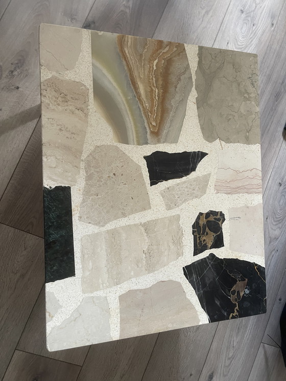 Image 1 of Vintage Brutalist Palladiana Coffee Table – 1970s – Onyx, Verde Antico & Travertine