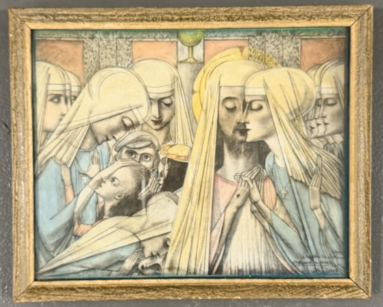Jan Toorop 1858-1928 / Litografía Original - Las Hermanas Activas Y Meditantes De Betania 1923 (photo 6 of 8)
