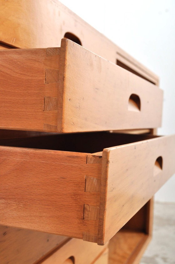 Image 1 of Vintage beukenhouten schoolkast / divider, jaren 50