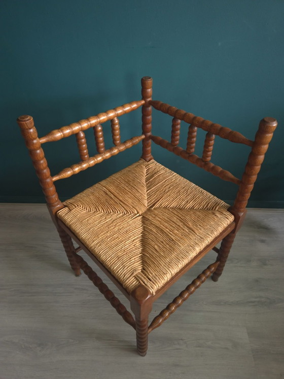 Vintage Bobbin corner chair | Wood/rattan | Rush seat, Dining chairs, Brown (photo 5 of 6)