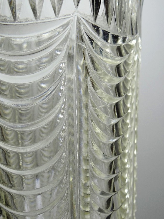 Image 1 of Grande vaso italiano in vetro stampato, con decorazioni a drappeggio, vintage anni '60.