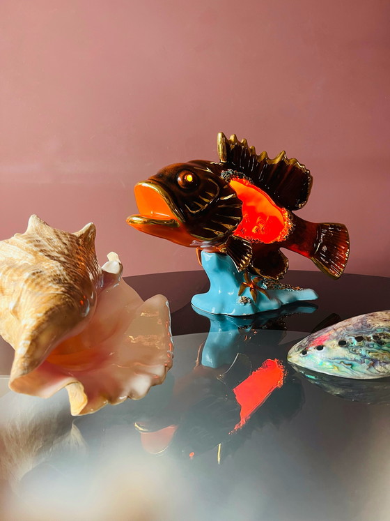 Image 1 of Unique! Vallauris 1950s Fish Lamp