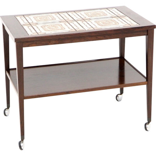 Mesa de servicio vintage de palisandro y cerámica, Dinamarca, 1960