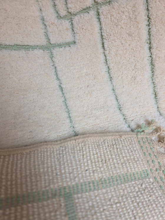 Image 1 of Small cream & mint Beni Ourain plush rug 157 x 104 cm