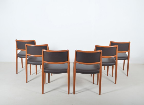 Image 1 of Set Of 6 Chairs Model 80 Designed By Niels Møller, 1960s