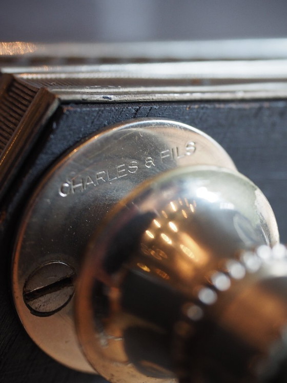 Image 1 of Mesa auxiliar Charles & Fils con patas de león y madera de raíz hexagonal