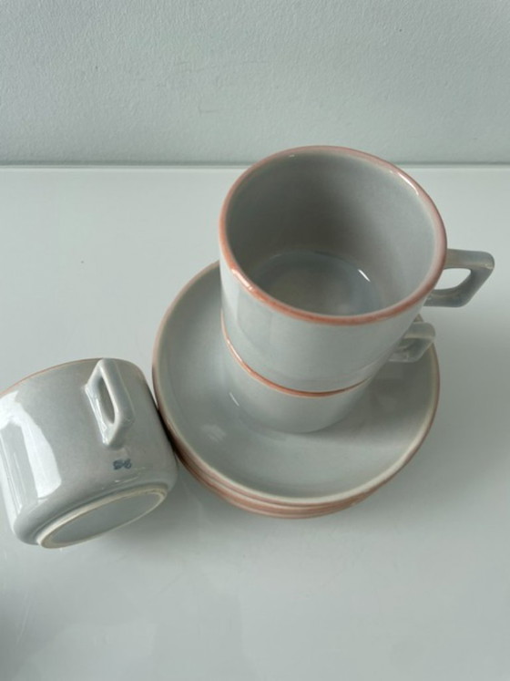 Image 1 of 4x tazas y platillos de diseño holandés Driehoek Huizen