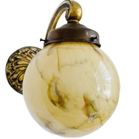 Image 1 of Lampada da parete Art Déco in ottone opalino anni '30