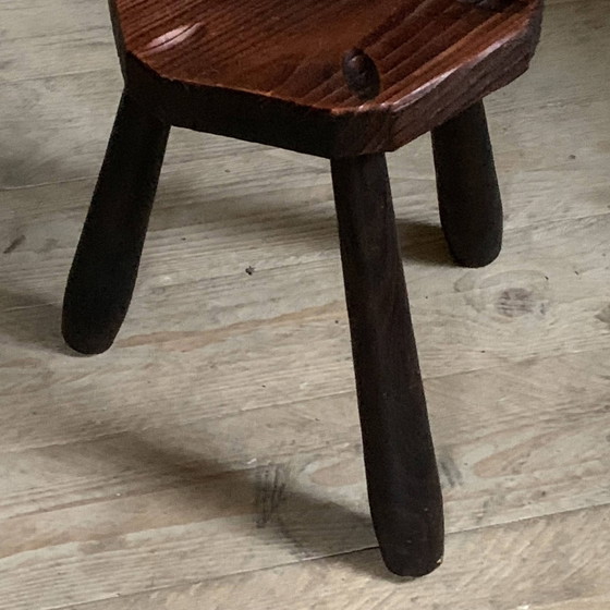 Vintage Brutalism Farm Stool – Wood (photo 3 of 7)